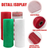 4 Roll Christmas Poly Mesh Ribbon, Red White Green Wired Edge Ribbon 10 Inch X 30 Feet Poly Deco Mesh Ribbon For Christmas Holiday Craft Wreaths Decorating