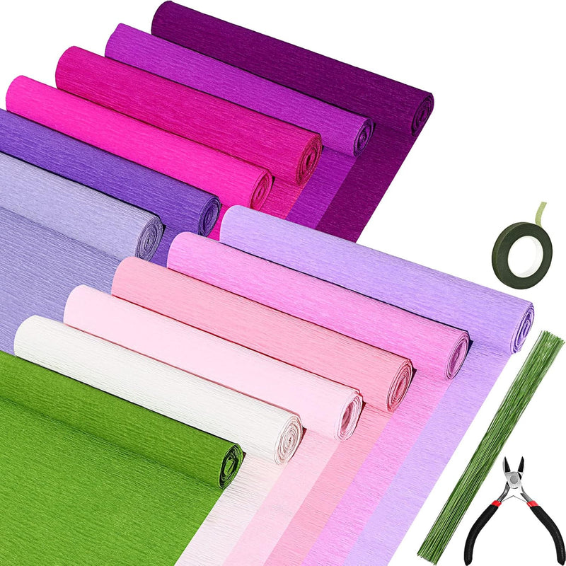 12 Rolls 8 Feet Crepe Paper Sheets Rolls 10 Inch Crepe Paper Streamer 103 Pcs