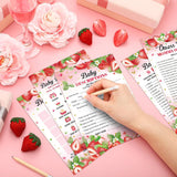 145 Pcs Baby Shower Games Activities Cards With 20 Pencils Includes Baby Bingo Description And Wishes Guess Who Price Is Right Word Scramble Game(Strawberry)