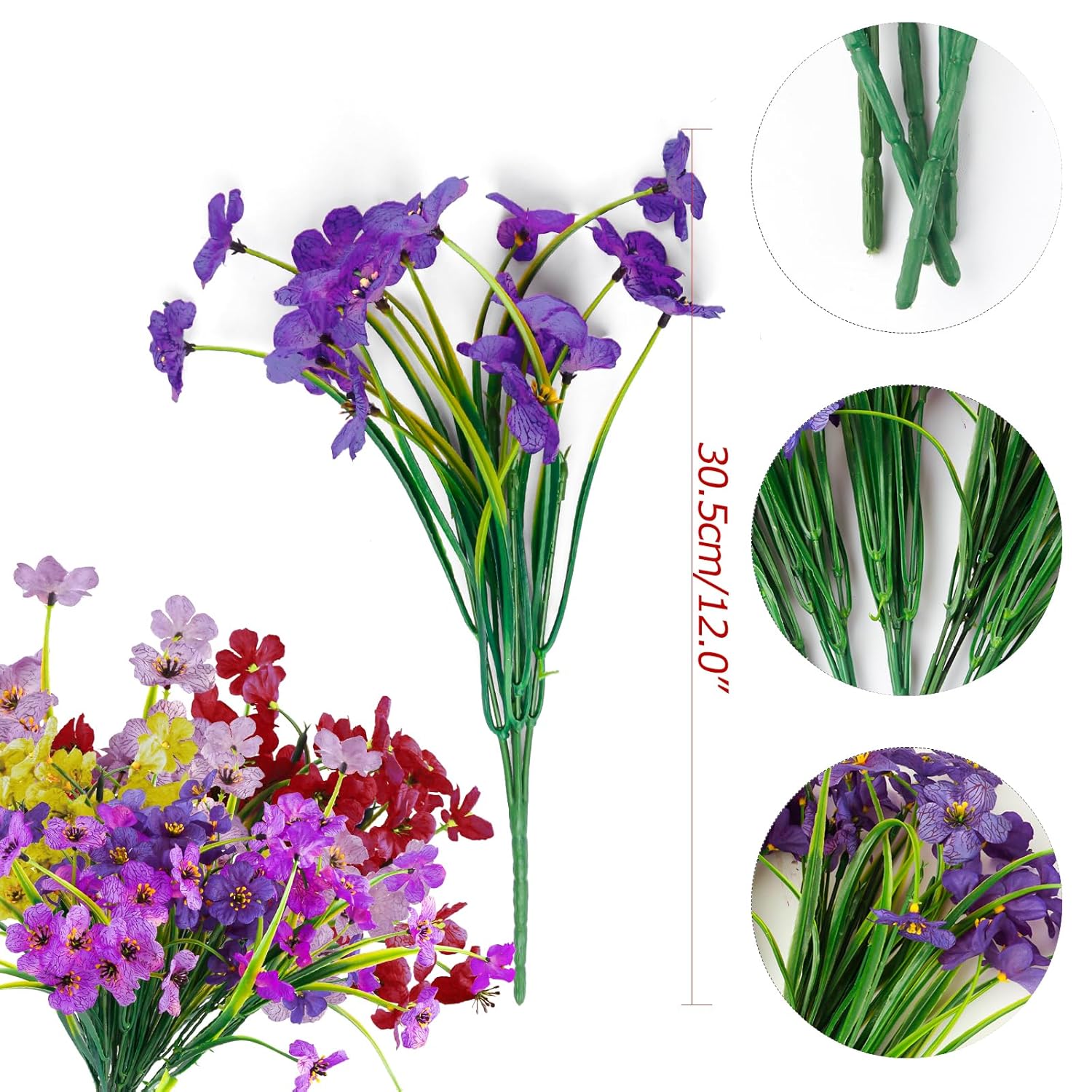 10Pcs Artificial Flowers Outdoor,Fake Flowers,Faux Flowers,Faux Artificial Plants Shrubs Bulk,Artificial Plants For Home Garden Wedding Farmhouse Porch Window Decoration