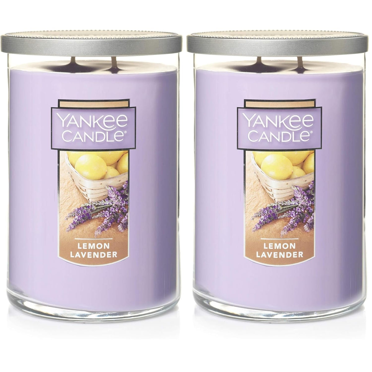 Yankee Candle Lemon Lavender Scented, Classic 22oz Large Tumbler 2-Wick Candle, Over 75 Hours of Burn Time, Ideal for Home Decor or Gifts (Pack of 2)
