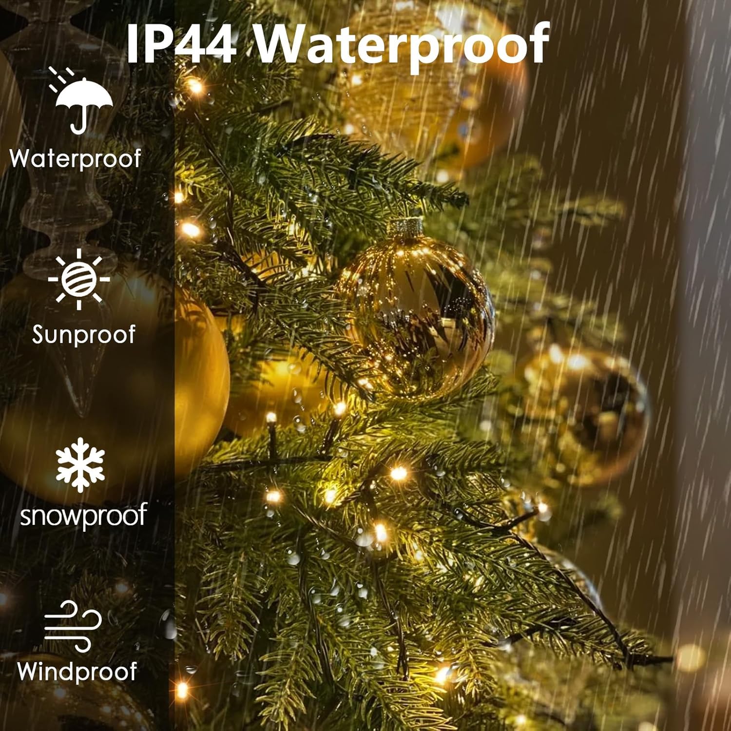 Christmas Tree Lights Indoor Outdoor, 280 Led Christmas String Lights 6.6Ft X 8 Lines With 8 Modes & Timer, Waterproof T
