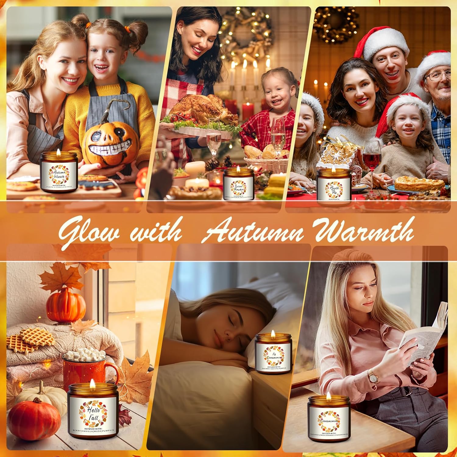 Christmas Scented Candles Gifts Set,Fall Candles Clearance 6Pack, Holiday Candles, Winter Candle For Warmer, Scent Of Berry, Apple, Fig, Cinnamon, Lemon,Pumpkin Spiced,Small Christmas Candle Scented