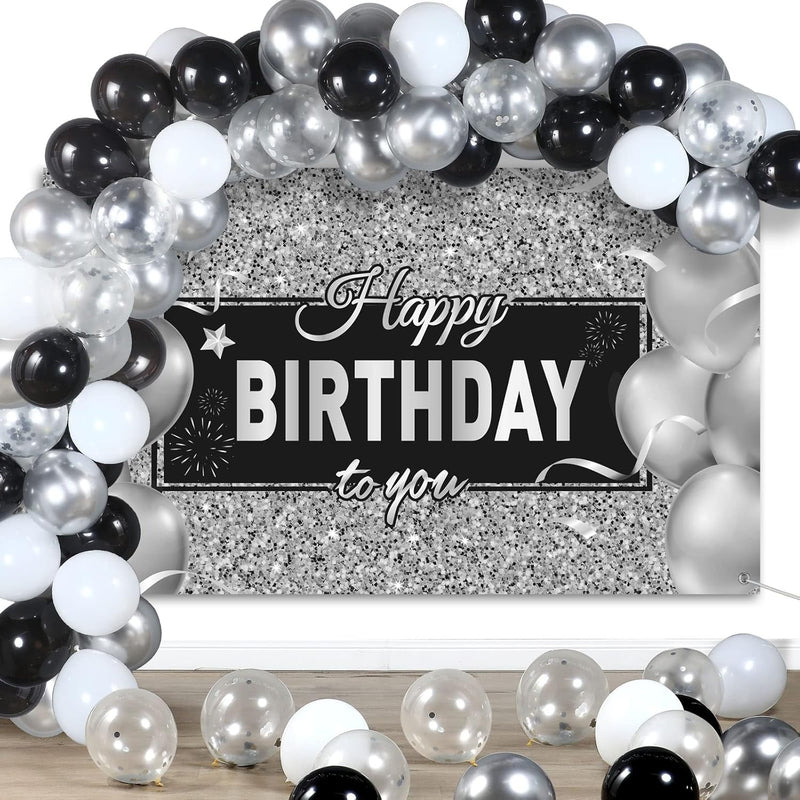 Black And Silver Birthday Party Decorations Black Silver Balloons Arch