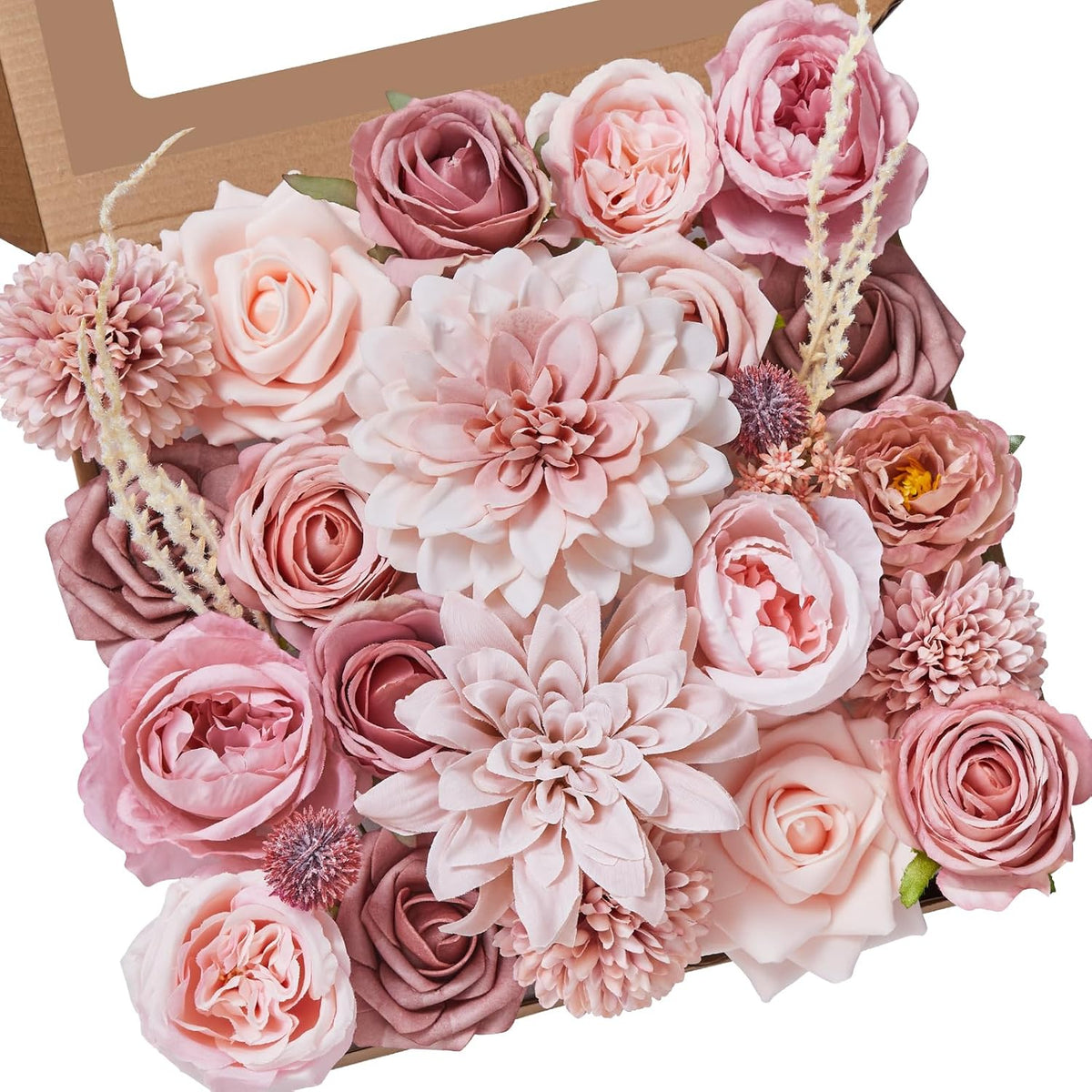 Artificial Flowers, Dusty Pink Silk Fake Flowers For Diy Wedding Bridal Bouquets, Wedding Cake Flowers For Table Centerpieces Baby Shower Birthday Party Home Decorations