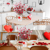 Valentine’S Day Gifts 6 Pcs Heart Shaped Berry Picks With White Metal Pot Artificial Red Heart Berry Twig Stem Branches For Valentine’S Day Anniversary Flower Bouquets Wedding Home Decor