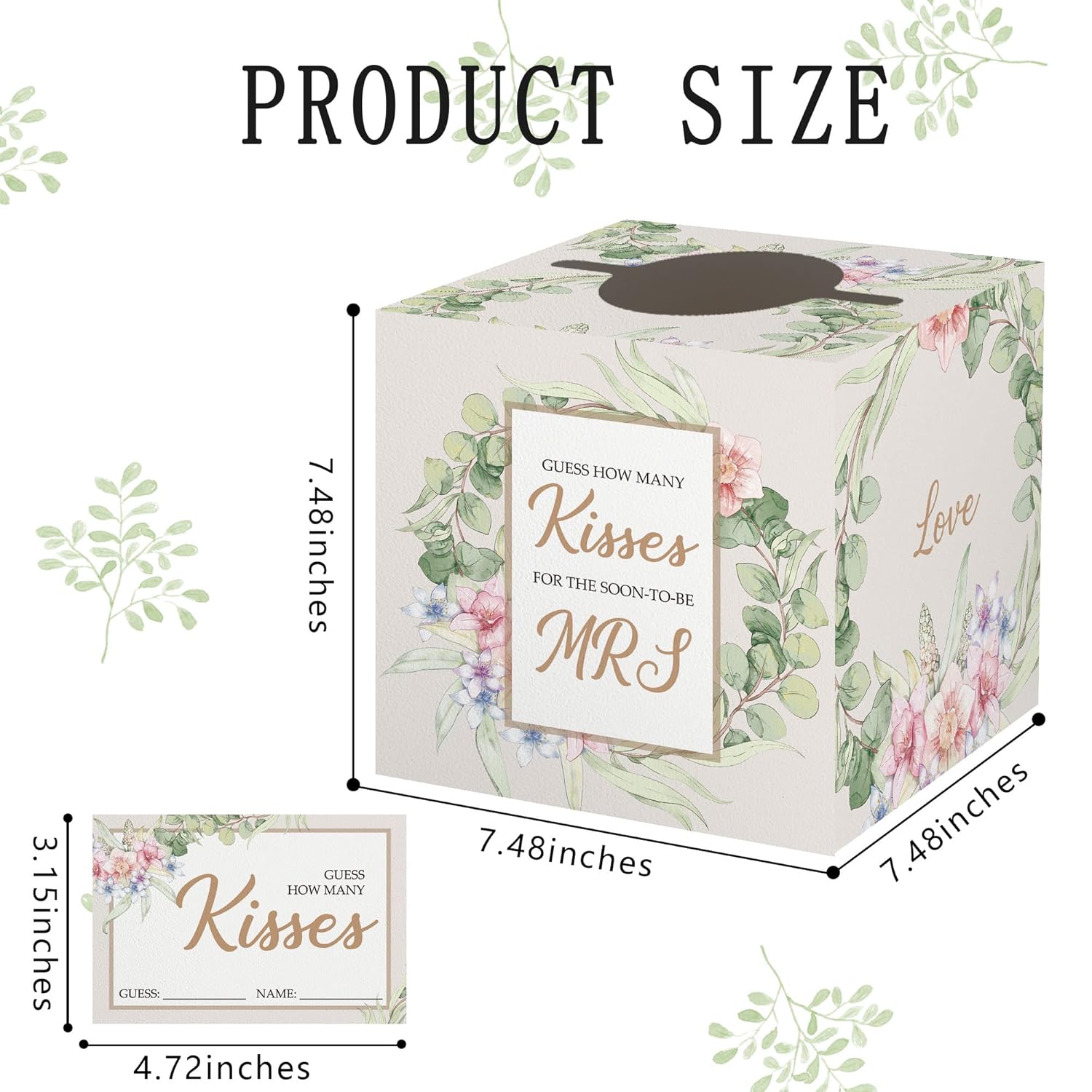 Bride Shower Game, Guess How Many Kisses Game With Box And 50 Guessing Cards, Guessing Game For Bridal Shower, Special Wedding Shower Ideas, Guess How Many Kisses For The Soon To Be Mrs