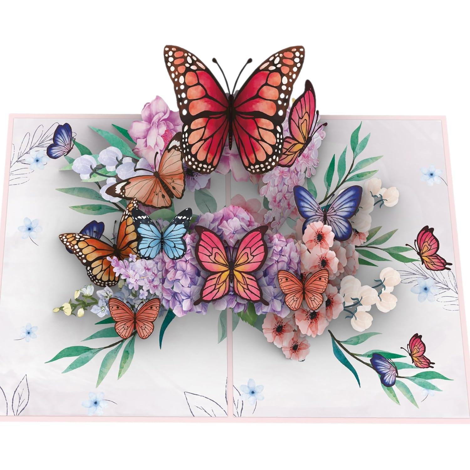 Pink Butterfly Paradise Pop-Up 3D Greeting Card 6" X 8" – Beautiful Design For Birthdays, Anniversaries, Weddings, And Get Well Wishes – Ideal For Mom, Wife, Daughter, Sister, And Friend Notecard