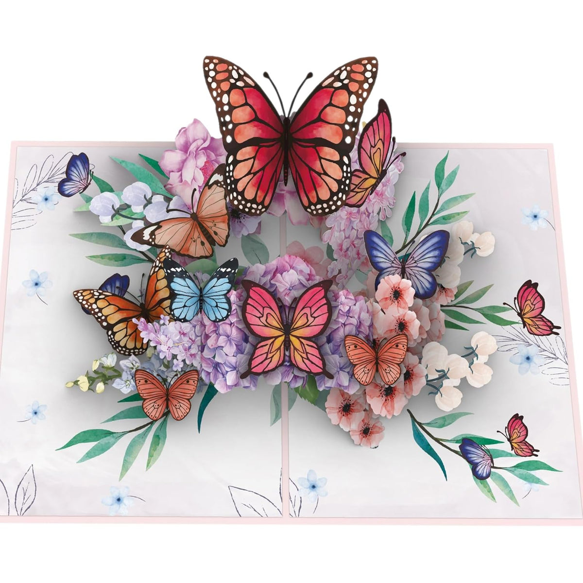 Pink Butterfly Paradise Pop-Up 3D Greeting Card 6" X 8" – Beautiful Design For Birthdays, Anniversaries, Weddings, And Get Well Wishes – Ideal For Mom, Wife, Daughter, Sister, And Friend Notecard