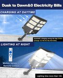 2000W Solar Street Light 200000LM 6500K IP67 Waterproof Motion Sensor Flood Light