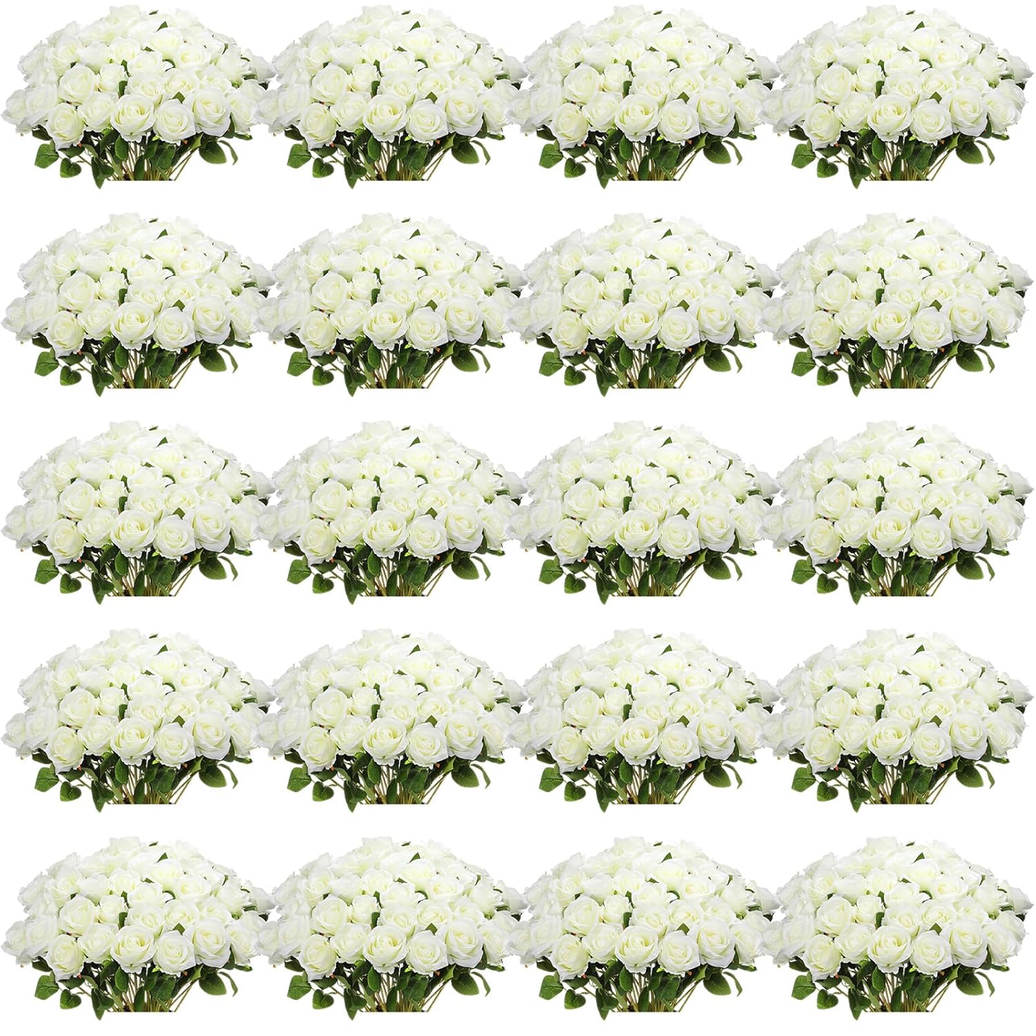 150 Pcs Artificial Silk Roses Flowers Bulk For Weddings, Valentine'S Day & Home Decor - Realistic Long Stem Flowers(White)