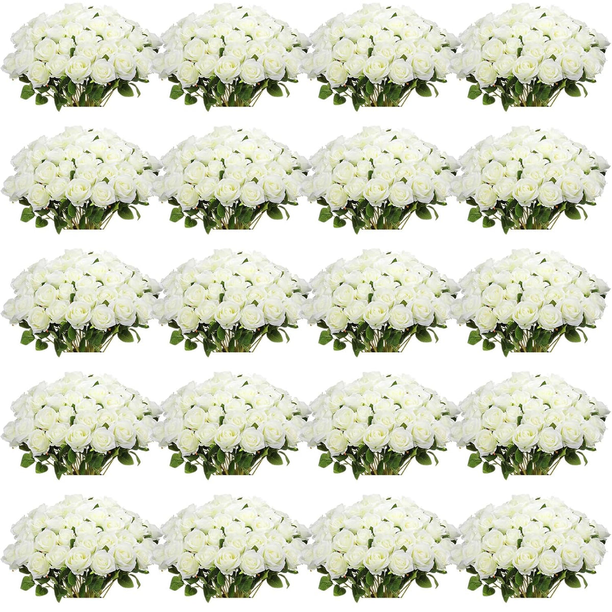 150 Pcs Artificial Silk Roses Flowers Bulk For Weddings, Valentine'S Day & Home Decor - Realistic Long Stem Flowers(White)