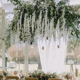 3Pcs 7.2Ft/Piece Artificial Flowers Wisteria Garland Artificial Wisteria Vine Hanging Flower Greenery Garland For Home Garden Outdoor Wedding Arch Floral Decor (White)