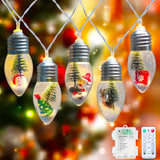 Christmas Lights Battery Operated 6.8Ft Led Christmas Tree Snow Globe Lights 10 Vintage Bulbs String Light For Indoor Ou
