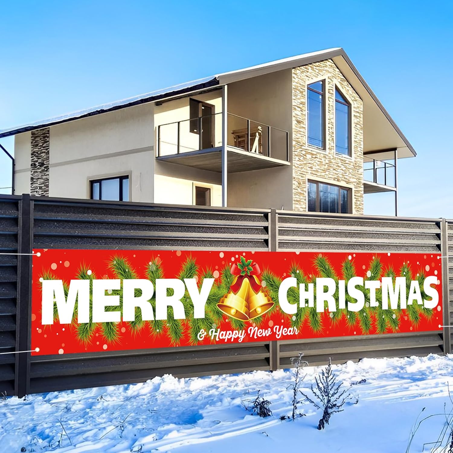 Merry Christmas Happy New Year 2026 Banner, Xmas Holidays Joy Christmas Yard Decorations Outdoor Indoor, Xmas Yard Sign