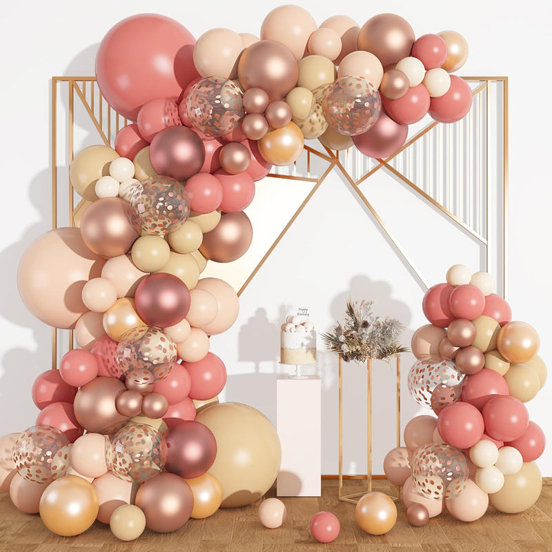 170Pcs Blush Dusty Rose Pink Balloons Garland Arch Kit, Boho Peach Ros