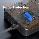 Surge Protector Power Strip 6 Outlets 4 USB Ports 2 USB C 5FT Flat Plug Extension Cord 2100J Black