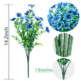 8 Bundles Outdoor Artificial Flowers,Uv Resistant Fake Flowers Outdoor Plastic Plants Faux Silk Flower For Outside Indoor Decoration(Blue)