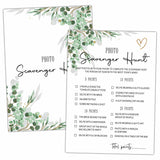 Bridal Shower Party Games, Photo Scavenger Hunt Minimalist Wedding Shower Game For Adults, 25 Eucalyptus Greenery Engagement Party Games Cards (5" X 7"), Bachelorette Party Supplies Decorations -04