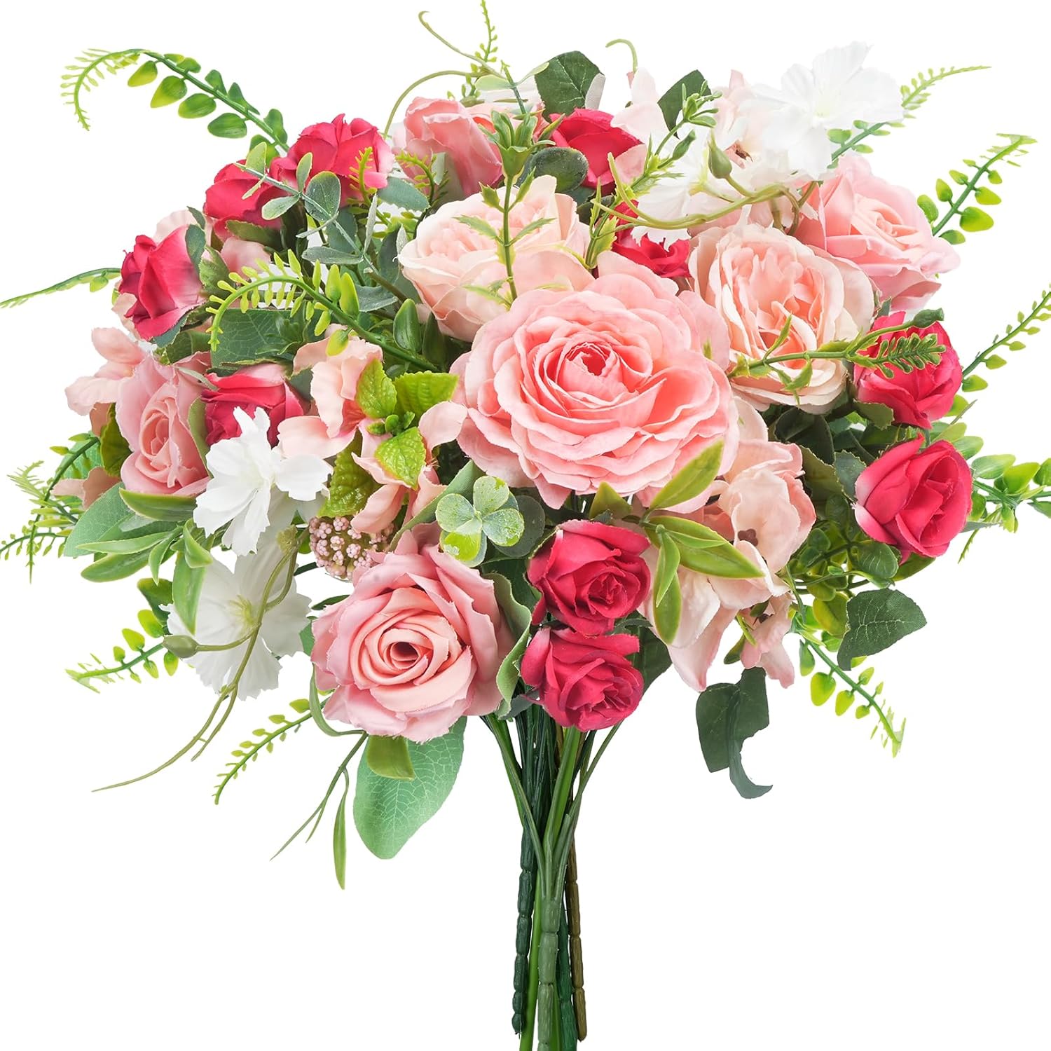 Artificial Flowers Valentine'S Day Decorations Silk Rose Bouquets With Hydrangea Faux Flowers Indoor Silk Floral Arrangements For Home Table Centerpieces Wedding Valentines Day Decor