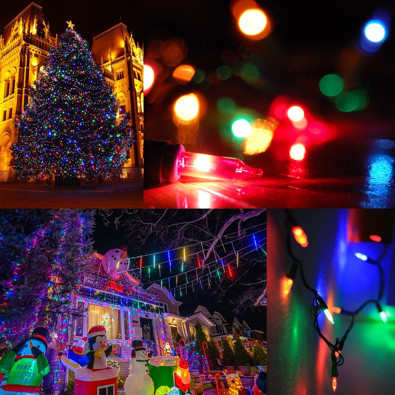 Christmas Lights Indoor Outdoor, 33Ft 150 Lights Multicolor Christmas Tree Lights, 120V Ul Certified Incandescent Mini S
