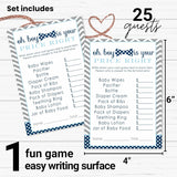 Bow-Tie Guess The Price Baby Shower Games - 25 Cards - Little Man Themed Baby Shower Game Ideas - Navy And Grey 4X6 Card Set For Boys