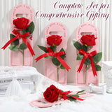 4 Sets Valentine'S Gift Artificial Single Rose Bouquet With Handheld Packaging Box High Simulation Long Stem Forever Single Rose Flower Romantic Gift For Mother'S Day Birthday Wedding(Red)