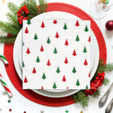 60 Pack Christmas Paper Napkins Christmas Tree Red Green 5 X 5 "Disposable White Beverage Napkins Decorative Table Napkin For New Year Winter Dinner Merry Christmas Holiday Xmas Party Supplies