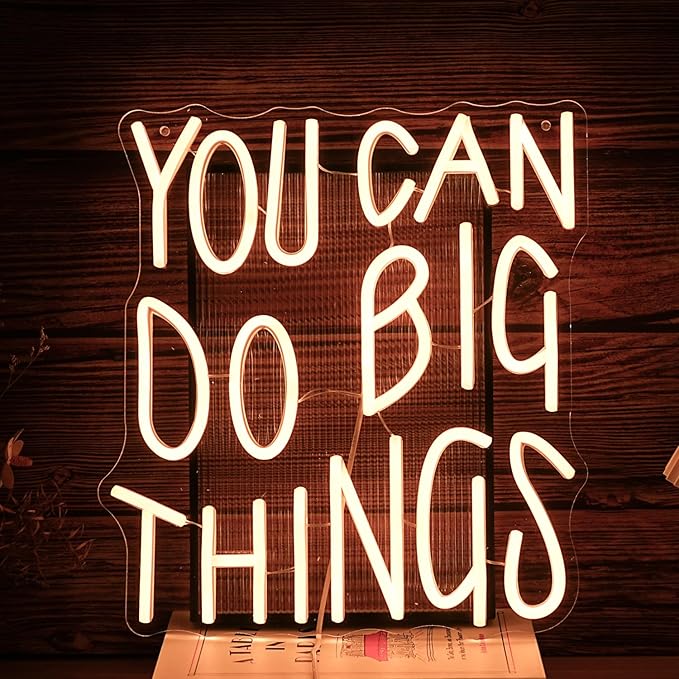 You Can Do Big Things Neon Sign Warm White LED Wall Light USB Dimmable Motivational Decor for Classroom Bedroom