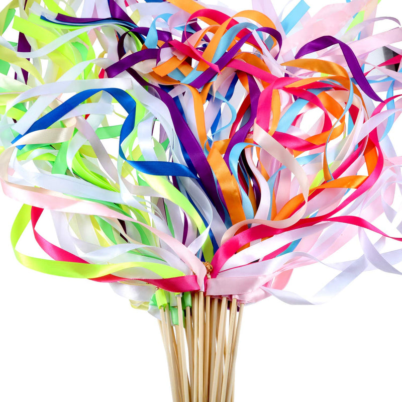 40 Pieces Mix Color Ribbon Sticks With Bell Fairy Stick Party Streamer