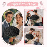 50 Pcs Black Roses Artificial Flowers, Fake Roses Bouquet, Artificial Black Rose With Stems For Diy Wedding Flowers Decoration, Valentines Day Mothers Day, Bridal Bouquet Rose
