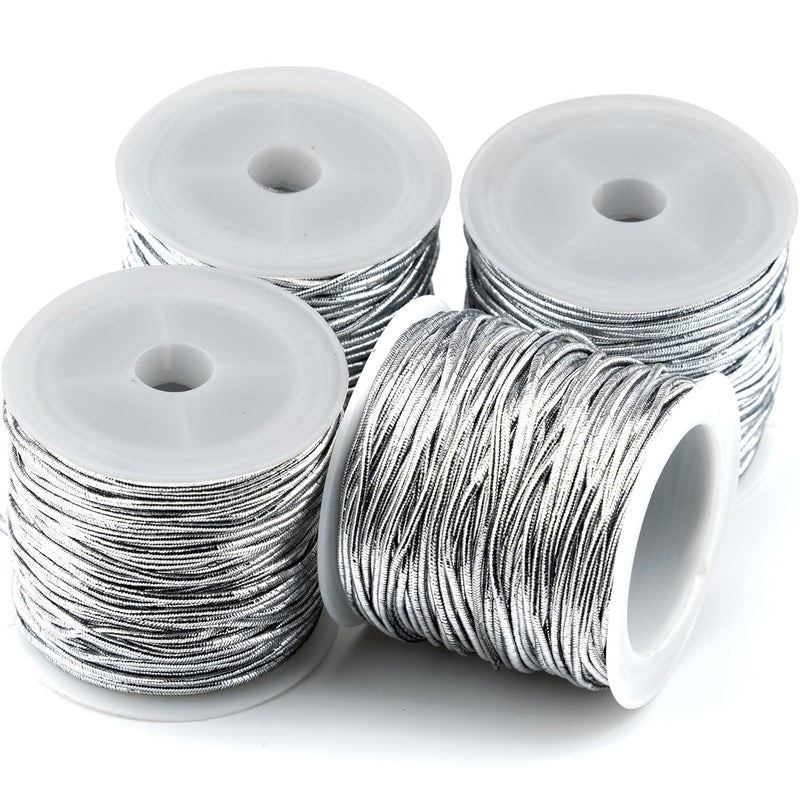 80 Yards Silver Metallic Elastic Cord For Bracelets Jewelry Making Elastic Str