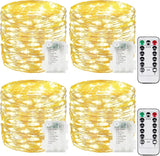 4 Pack 100 LED Battery Operated Fairy Lights with Remote 8 Modes Warm White String Lights