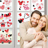 Valentine’S Day Window Clings, Cute Cartoon Mouse Pvc Glass Stickers, No-Glue Reusable High-Transparency Decals Valentine Door Stickers For Parties, Dates, Proposals, Bedrooms, Offices & Store Windows
