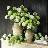 6 Pcs White And Green Hydrangea Artificial Flowers 30.3" Real Touch Faux Hydrangea Flowers With Stems For Wedding Bouquets Table Centerpieces Diy Floral Home Decor