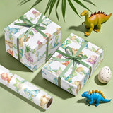 Dinosaur Baby Shower Wrapping Paper - Mini Roll - 17 Inch X 16.5 Feet - Watercolor Dinosaur Wrapping Paper For Baby Shower, Boys Birthday, Baptism Gift Wrap