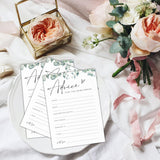 Advice For The Newlyweds Bridal Shower Game - Greenery Eucalyptus - 30 Pcs Double-Sided Fill-In Wedding Game Cards For Newlyweds, Engagement Party Activities & Decorations -B07
