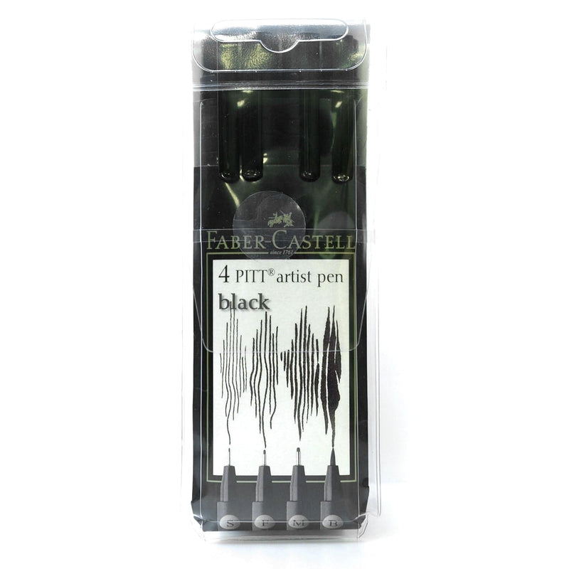 Fc167100 Pitt Artists Pen Assortments - Assorted Sizes - Set Of 4 - Black