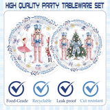 Nutcracker Christmas Plates Decor - 96 Pcs Pink Blue Nutcrackers Xmas Party Decorations Disposable Dessert Paper Plate Napkins Forks Tableware Supplies For Winter Holiday Serves 24 Guests