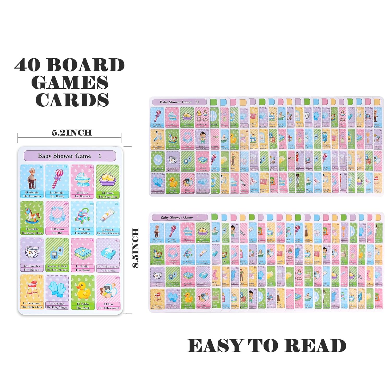 Baby Shower Games In Spanish English,Mexican Bingo Juegos Para Baby Shower En Español For For Party,Funny Spanish Bingo Card Games For Up To 40 Players