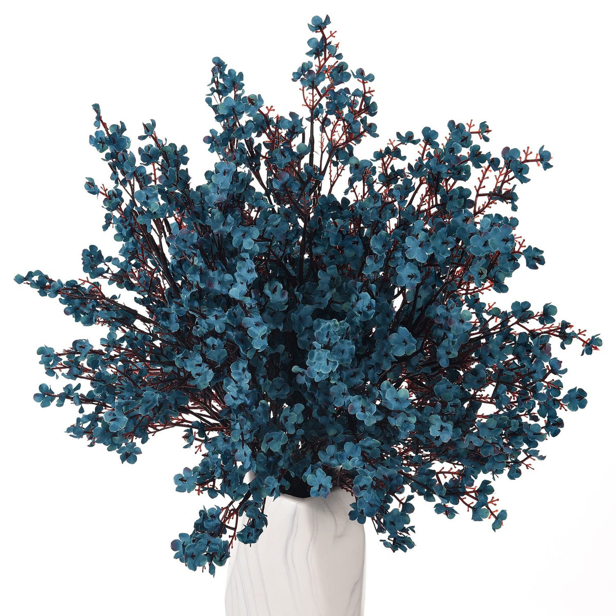 15Pcs Artificial Baby Breath Flowers Fake Silk Real Touch Diy Floral Bouquets Decor Wedding Party Decoration Arrangements-Teal Blue