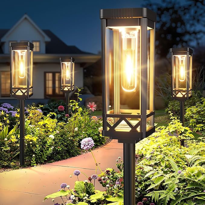 8 Pack Taller Solar Pathway Lights Upgraded Brighter Garden Landscape Walkway Lights