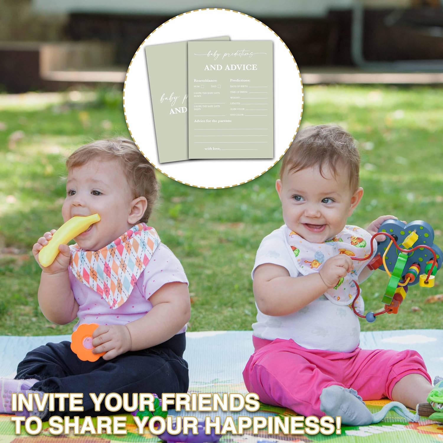 Green Baby Shower Game, Baby Predictions And Advice Baby Shower Game Cards, Gender Reveal Party Game, Baby Shower Party Activities & Decorations -25 Game Cards(C04)