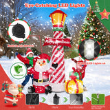 8Ft Christmas Decorations Outdoor Inflatables Giant Santa Claus Stands Under The Lighthouse With Gift Box, Blow Up Built