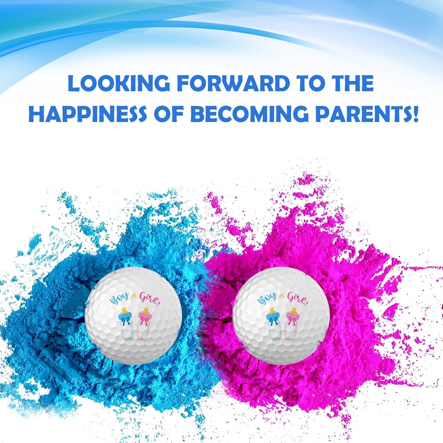 Gender Reveal Exploding Golf Balls, Pregnancy Announcement Golf Game Set, Boy Or Girl Exploding Sport Balls With Powder, Baby Bottle Sign Putters Or Pearls/Baby Reveal Ideas Party Supplies