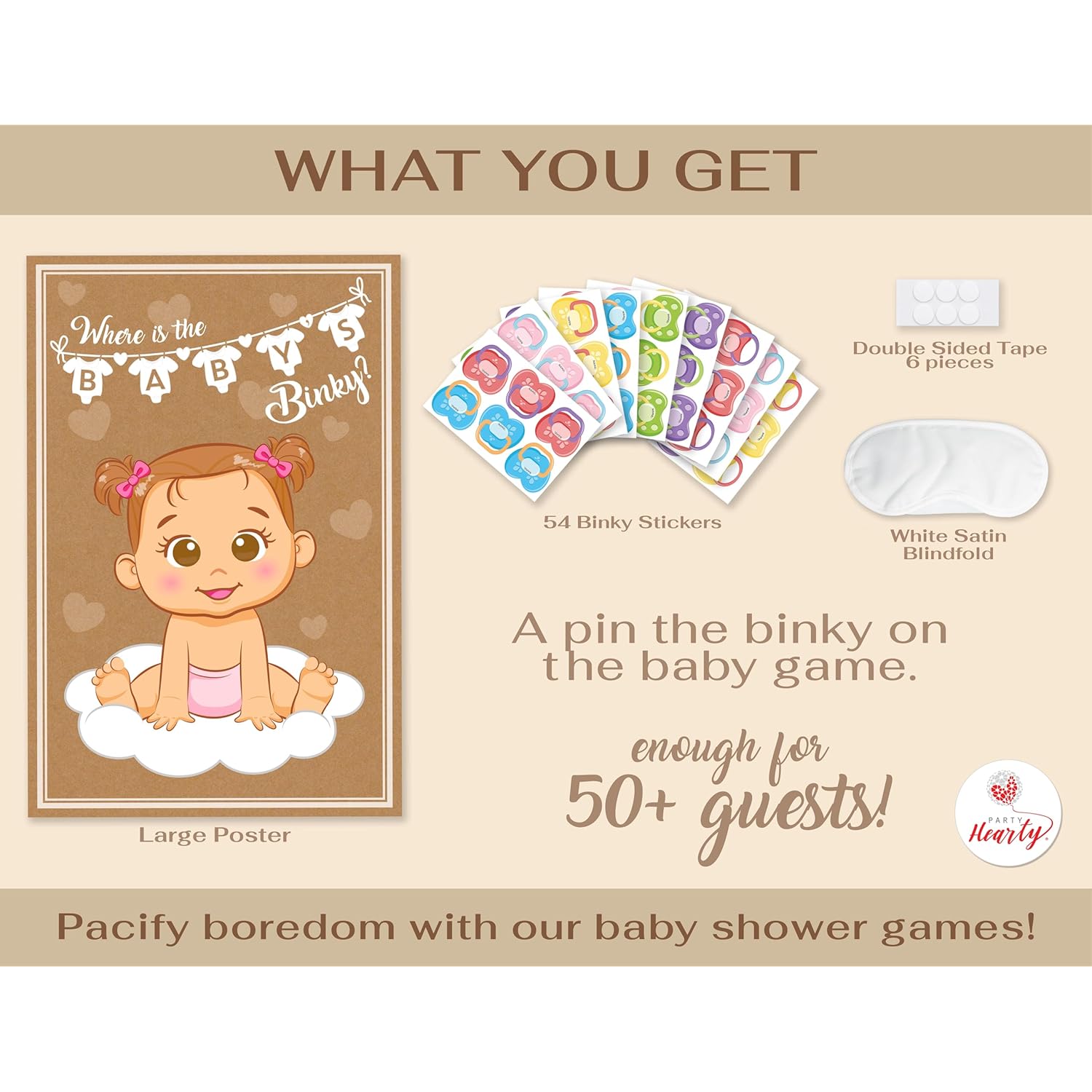 Funny Baby Shower Games For Girl, Pin The Pacifier On The Baby Game, Where Is The Baby’S Binky, Pin The Dummy