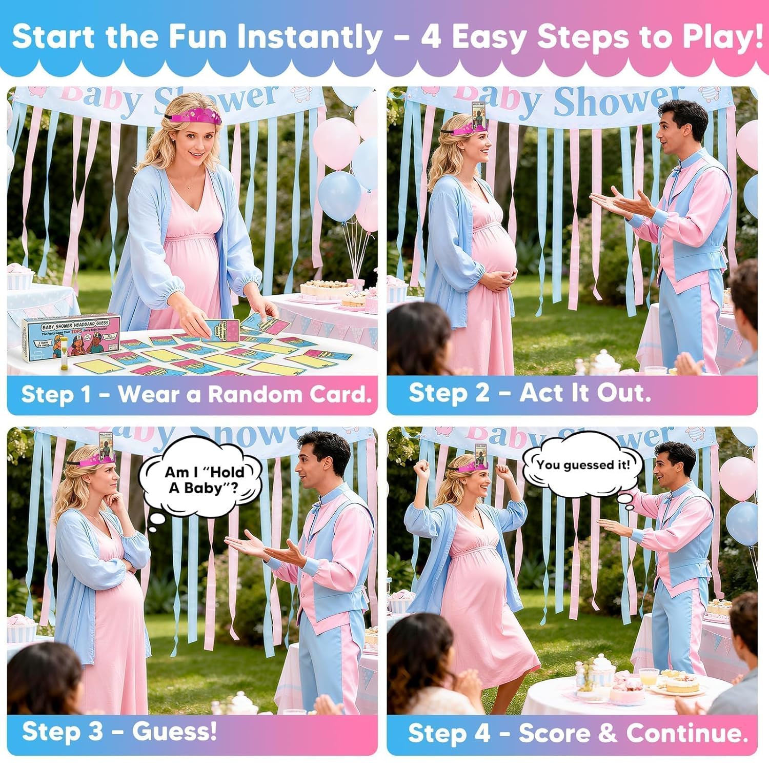 Baby Shower Hilarious Phrase Guess Games For Guests, Funniest Babyshower Activities Ever, Gender Reveal Party Icebreaker Game, Unique Baby Theme Headband Guessing For Boys And Girls