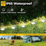 6 Pack Mini Solar Ground Lights 8 LED Cool White IP65 Waterproof Flat Disc Pathway Lights