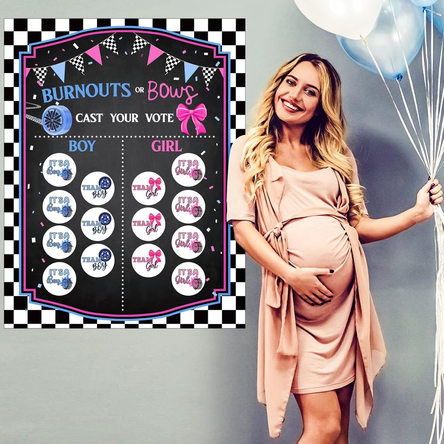 72 Pieces Burnouts Or Bows Gender Reveal Stickers And Gender Reveal Board For Voting Games And Party Invitations 2.67 Inch Team Boy And Team Girl Labels Sticker For Gender Reveal Parties Baby Showers