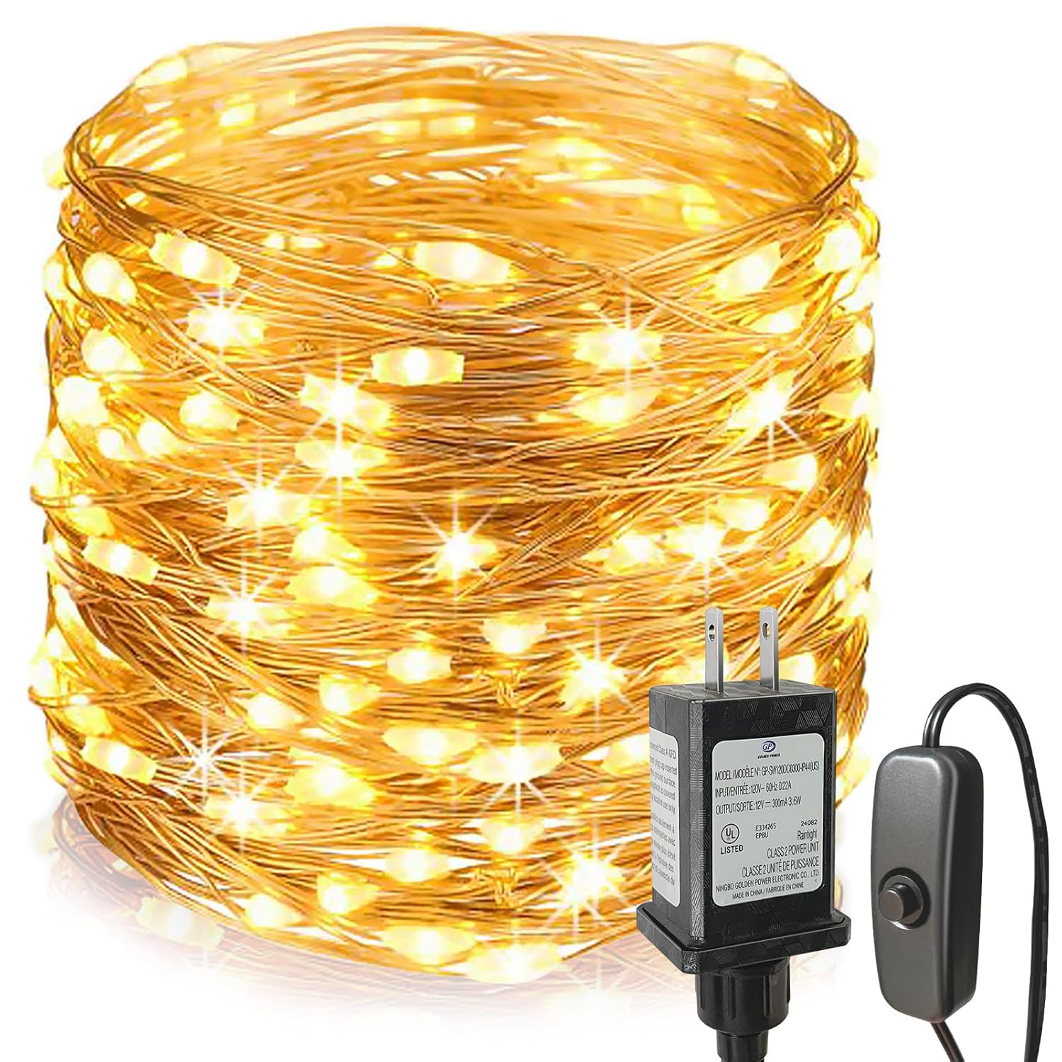 Fairy Lights Plug In,99Ft 300 Leds Christmas Lights Indoor Outdoor Warm White Copper Wire,Long Led Fairy String Lights F
